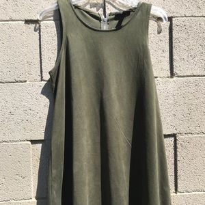 Olive green velvet dress